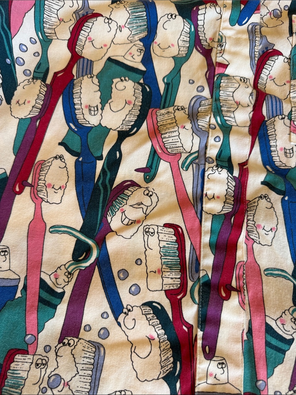 Cherokee Teal Red Blue Cream Novelty Button-Up Medium - Picture 6 of 7